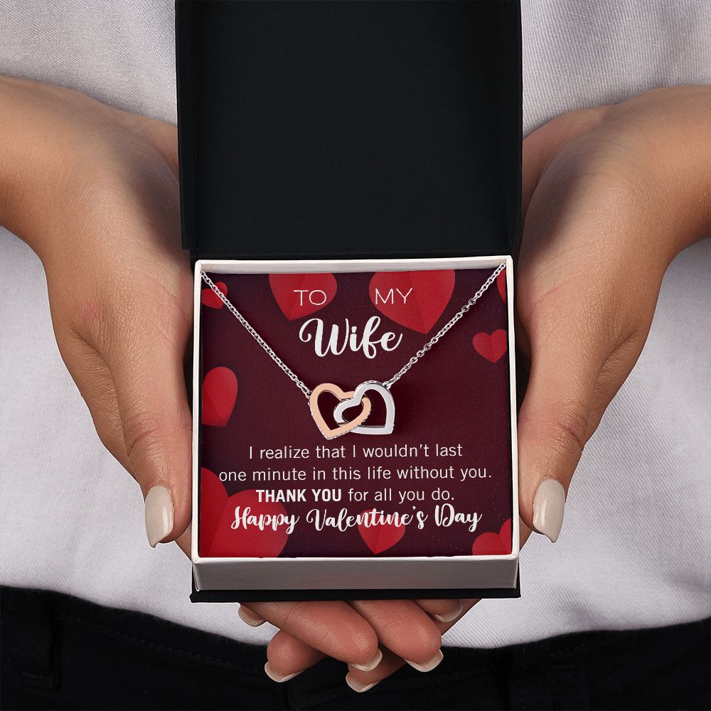 Interlocking Hearts Valentine's Day Thank You Necklace for my wife with two interlocking hearts