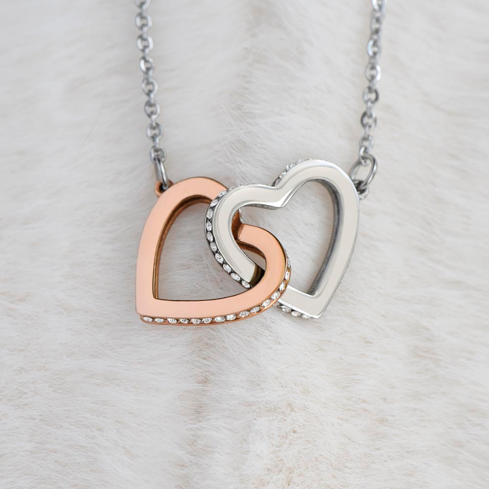 I love you Mom, Interlocking Hearts Necklace FROM ONE | Gift for Mother | Mother's Day | Two Hearts Connected with options for Stainless Steel and Rose Gold Finish or 18k Gold Finish