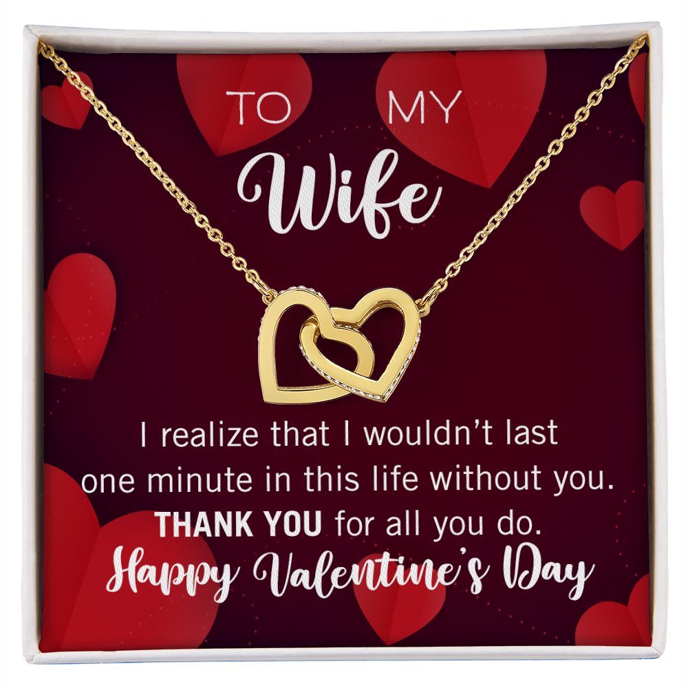 Interlocking Hearts Valentine's Day Thank You Necklace for my wife with two interlocking hearts