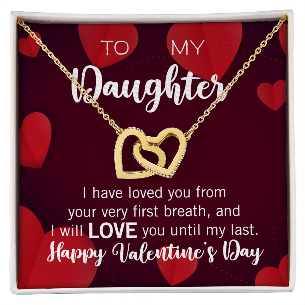 Interlocking Hearts Valentine's Day Love Necklace for my Daughter FROM ONE PARENT with two interlocking hearts