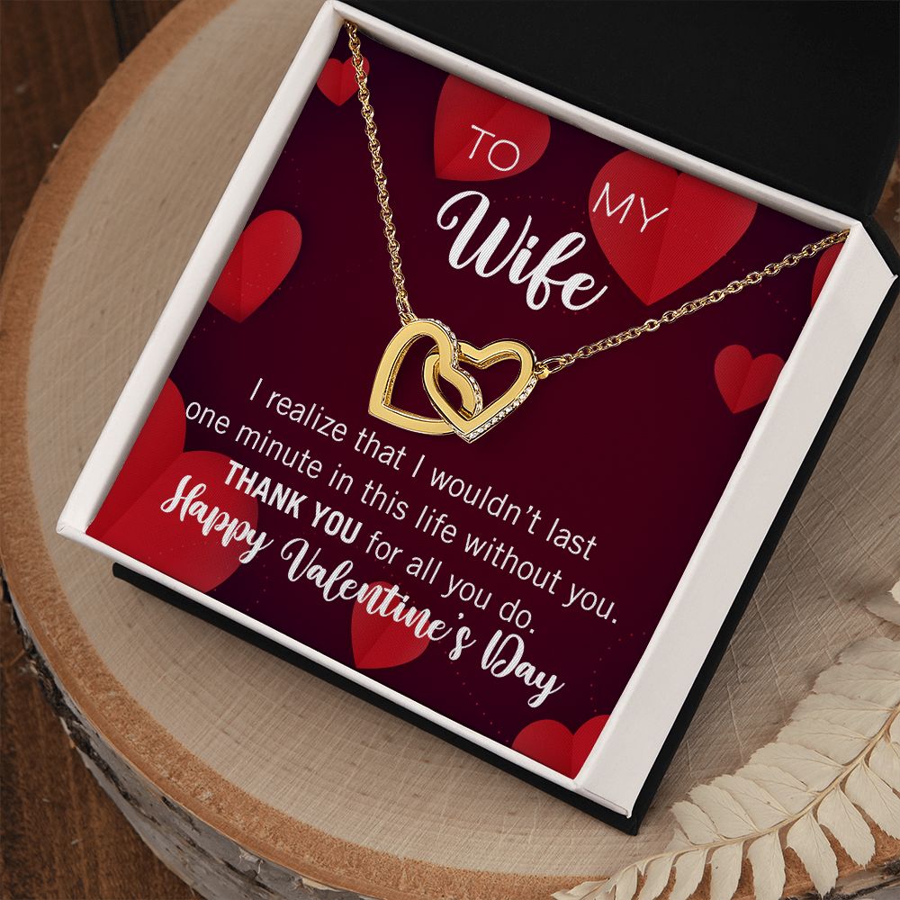 Interlocking Hearts Valentine's Day Thank You Necklace for my wife with two interlocking hearts