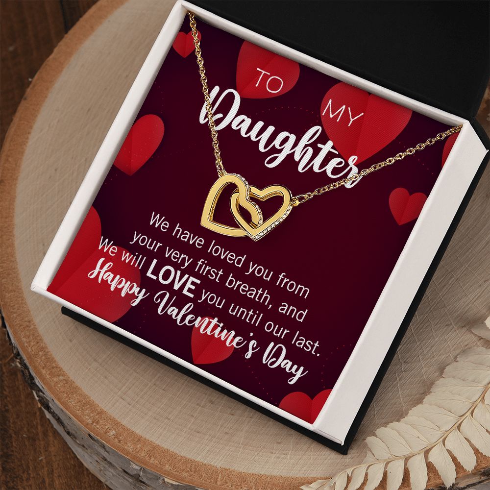 Interlocking Hearts Valentine's Day Love Necklace for my Daughter FROM TWO PARENTS (From US) with two interlocking hearts