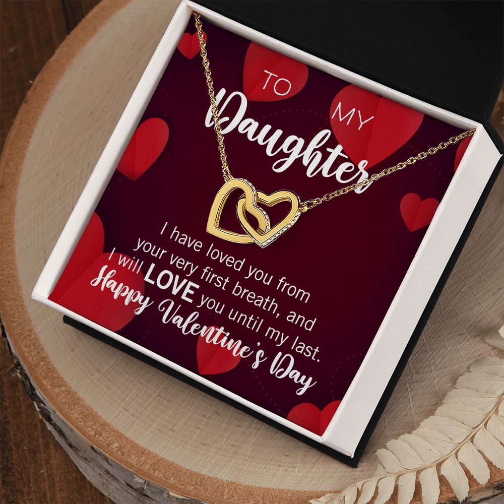 Interlocking Hearts Valentine's Day Love Necklace for my Daughter FROM ONE PARENT with two interlocking hearts