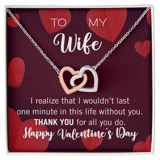 Interlocking Hearts Valentine's Day Thank You Necklace for my wife with two interlocking hearts