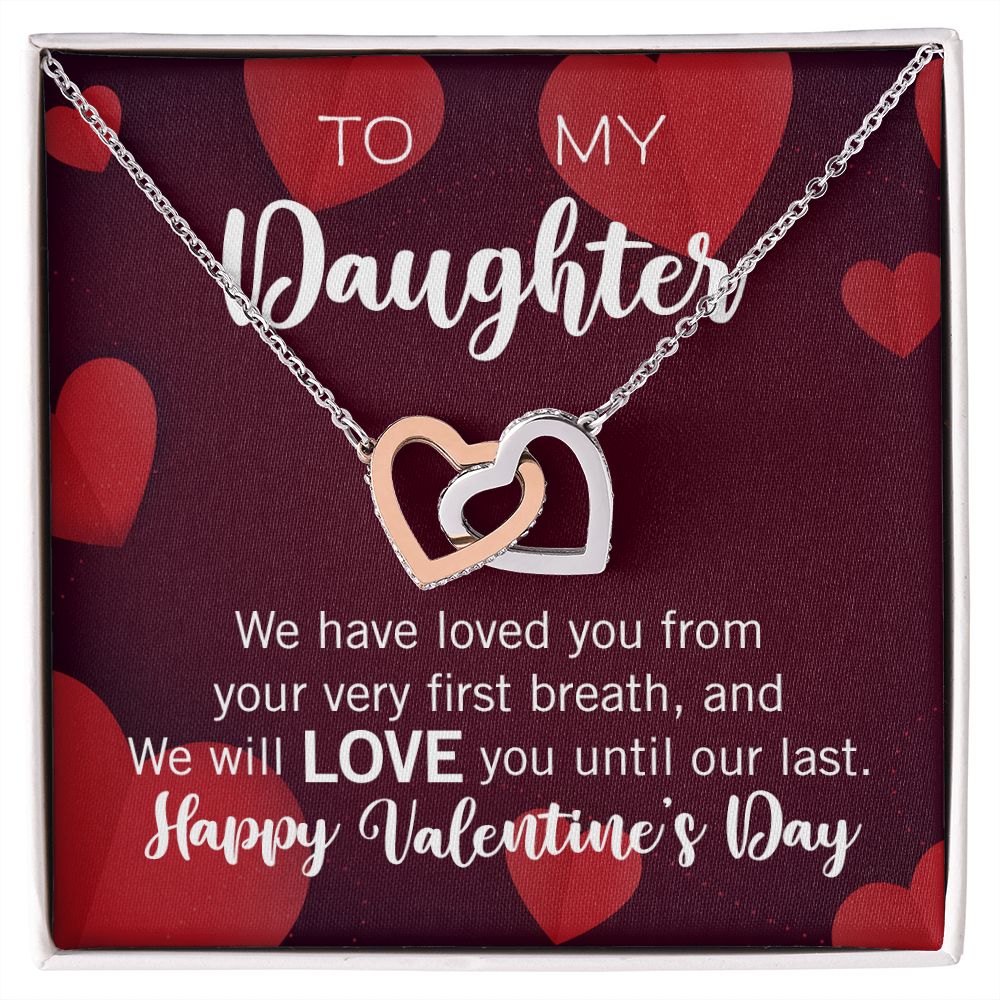 Interlocking Hearts Valentine's Day Love Necklace for my Daughter FROM TWO PARENTS (From US) with two interlocking hearts