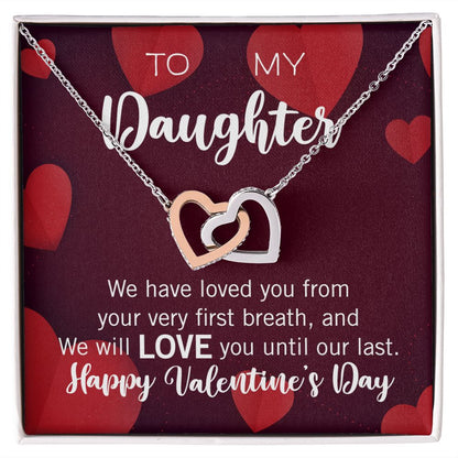 Interlocking Hearts Valentine's Day Love Necklace for my Daughter FROM TWO PARENTS (From US) with two interlocking hearts