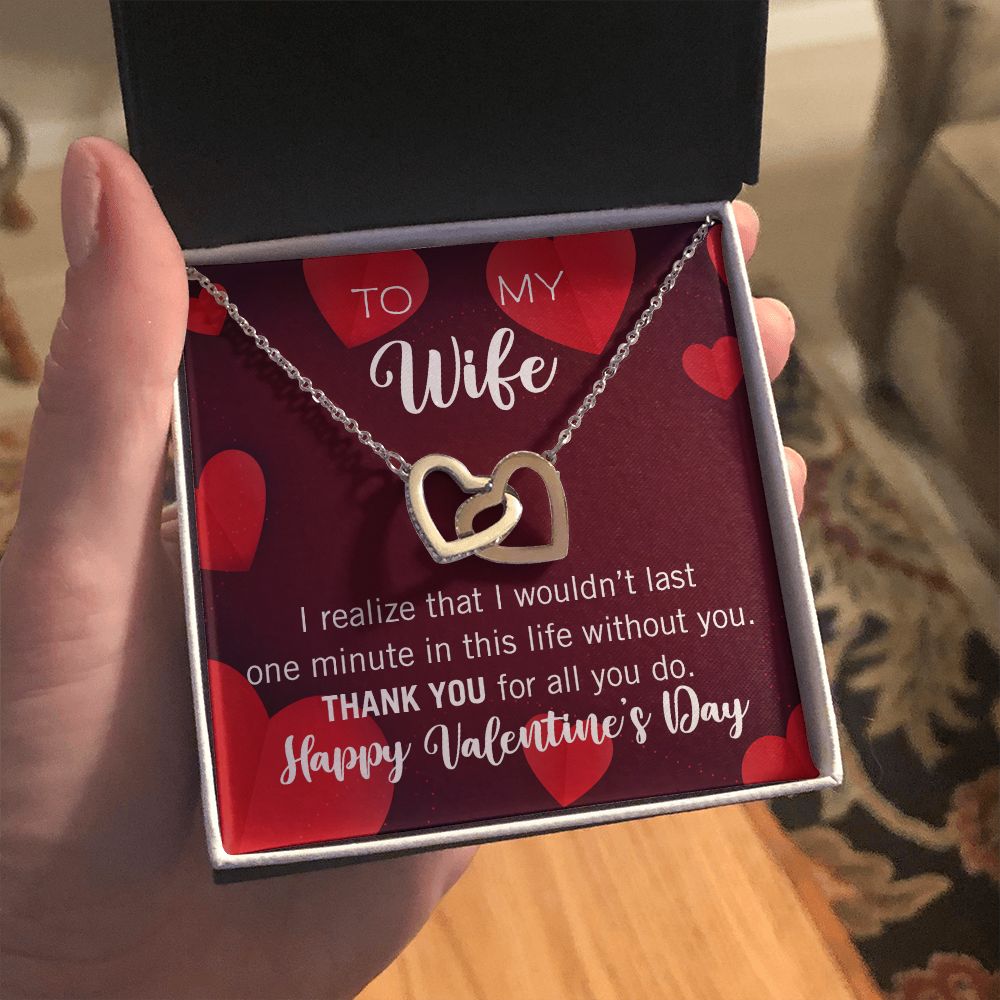 Interlocking Hearts Valentine's Day Thank You Necklace for my wife with two interlocking hearts