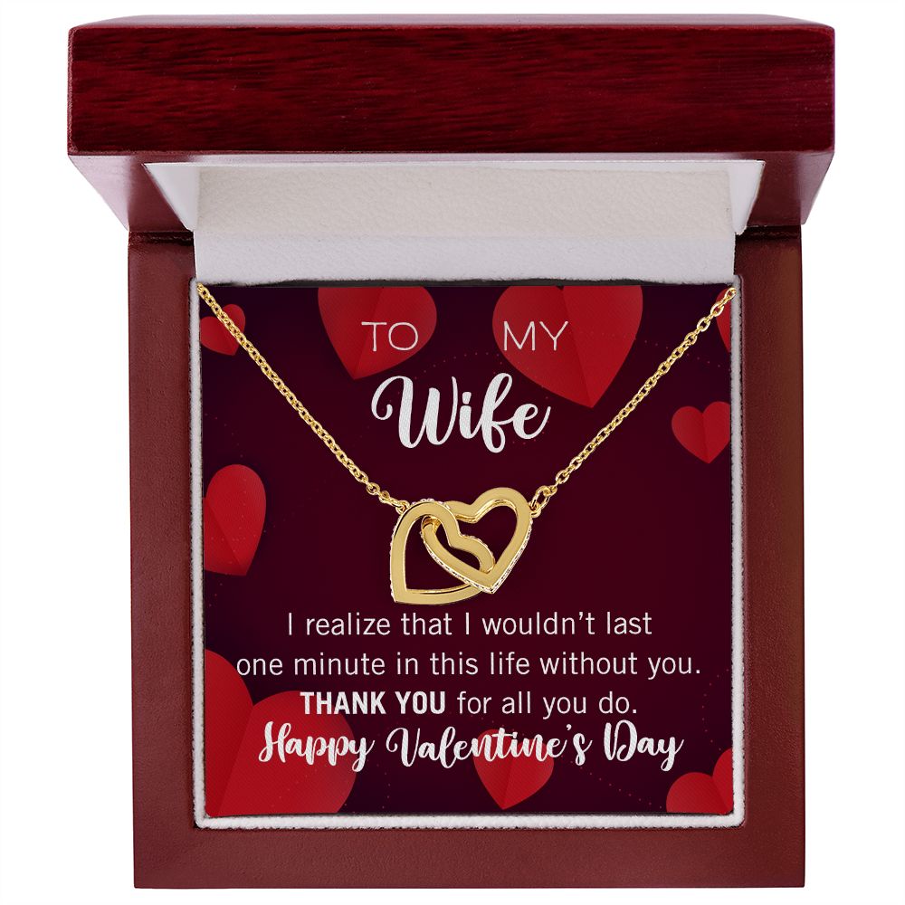 Interlocking Hearts Valentine's Day Thank You Necklace for my wife with two interlocking hearts