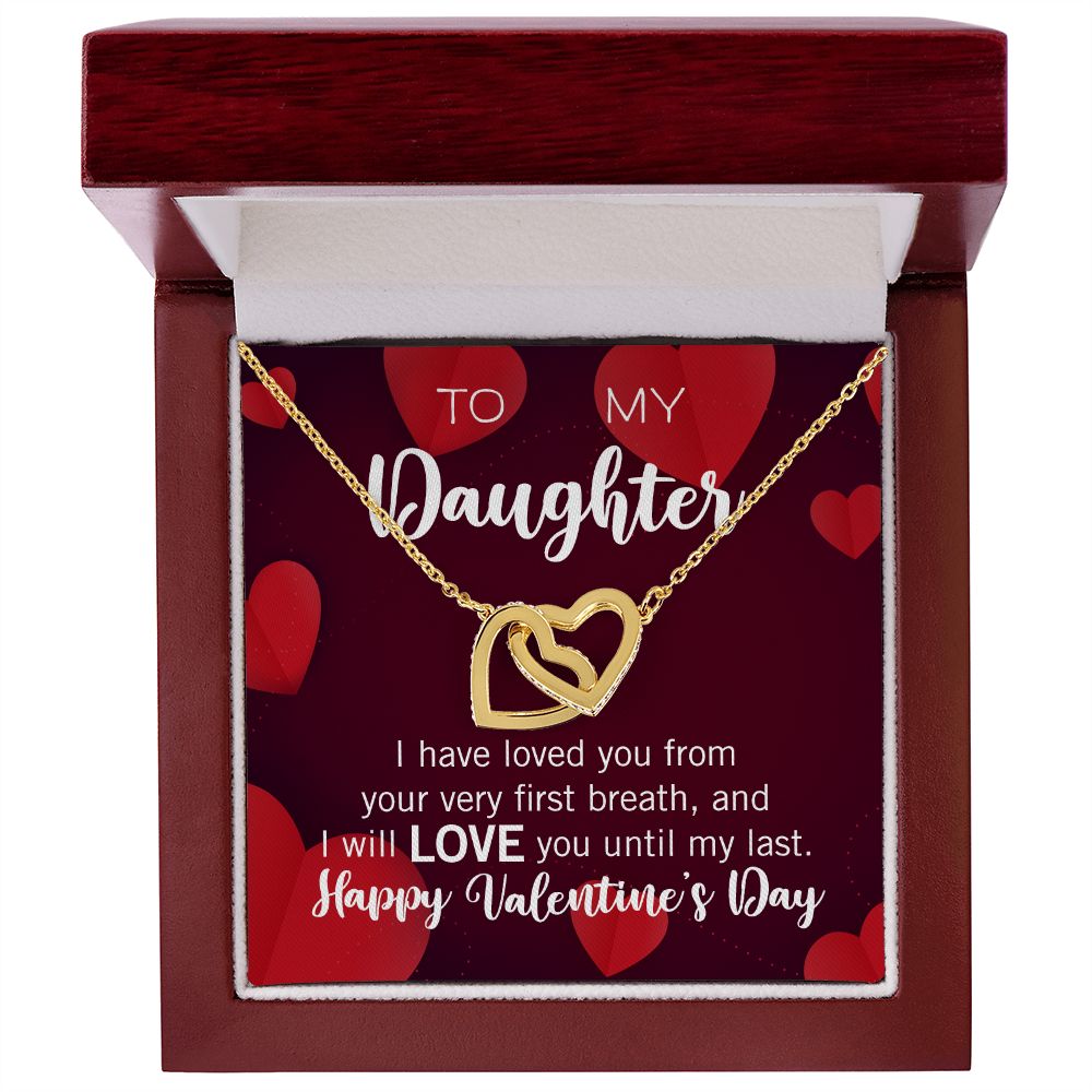 Interlocking Hearts Valentine's Day Love Necklace for my Daughter FROM ONE PARENT with two interlocking hearts
