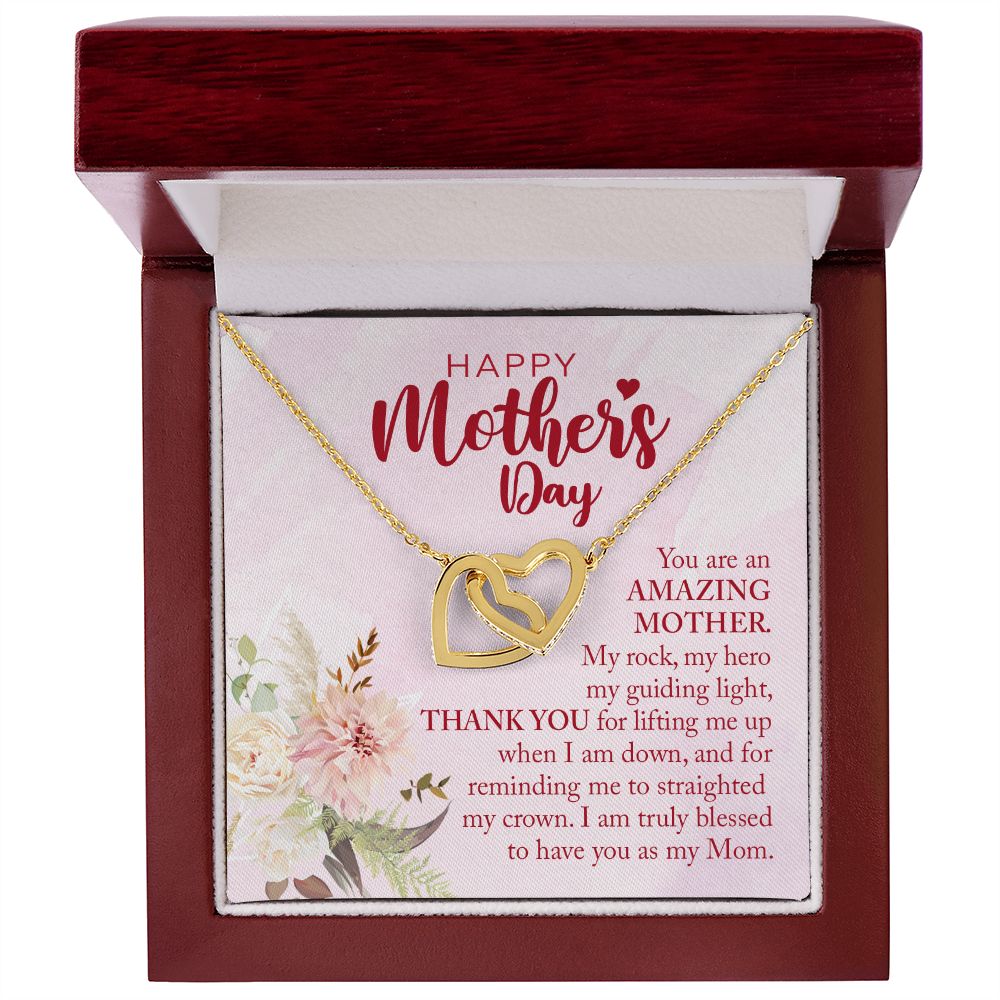 Happy Mother's Day Interlocking Hearts Necklace | Gift for your Mom | Available in Stainless Steel and Rose Gold Finish or 18k Gold Finish