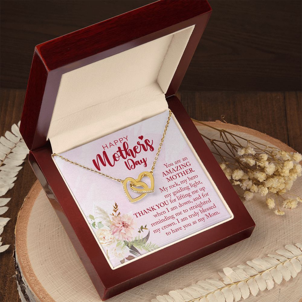 Happy Mother's Day Interlocking Hearts Necklace | Gift for your Mom | Available in Stainless Steel and Rose Gold Finish or 18k Gold Finish