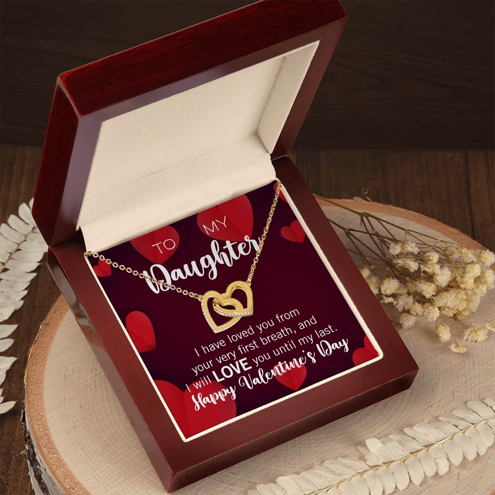 Interlocking Hearts Valentine's Day Love Necklace for my Daughter FROM ONE PARENT with two interlocking hearts