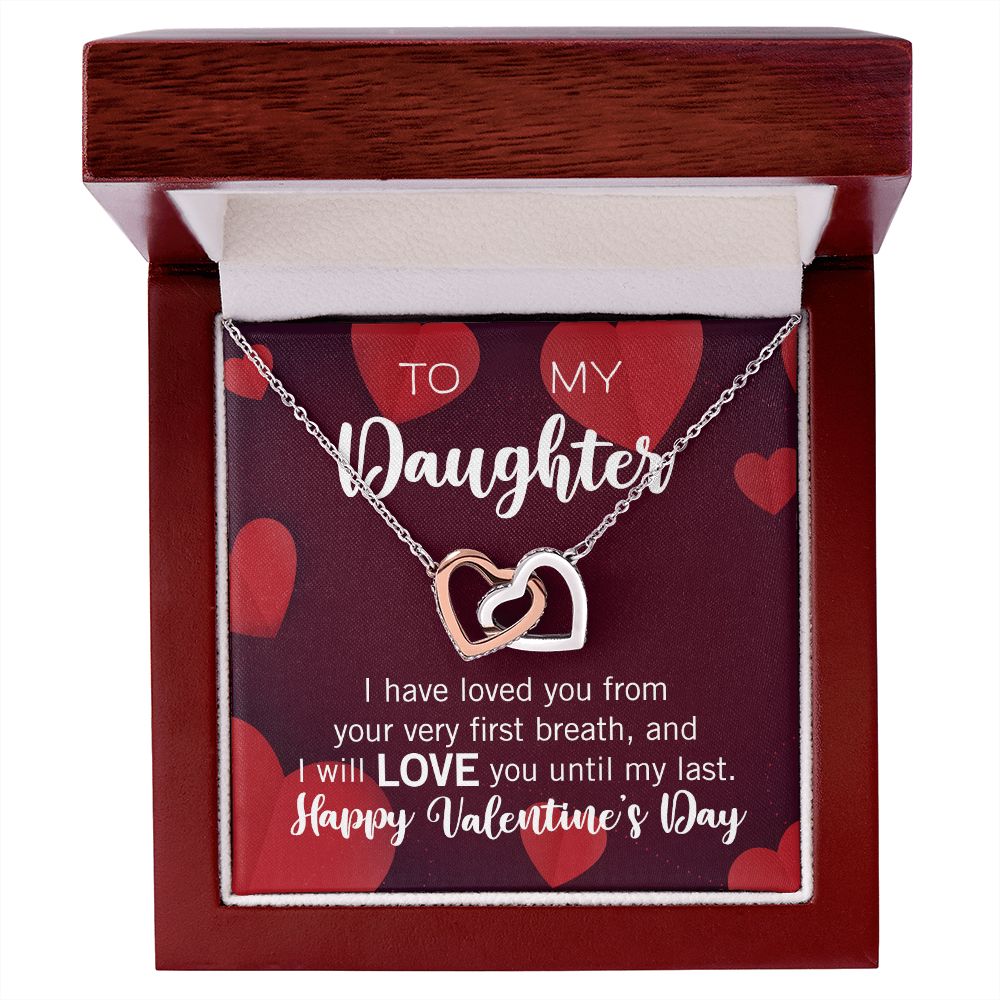 Interlocking Hearts Valentine's Day Love Necklace for my Daughter FROM ONE PARENT with two interlocking hearts