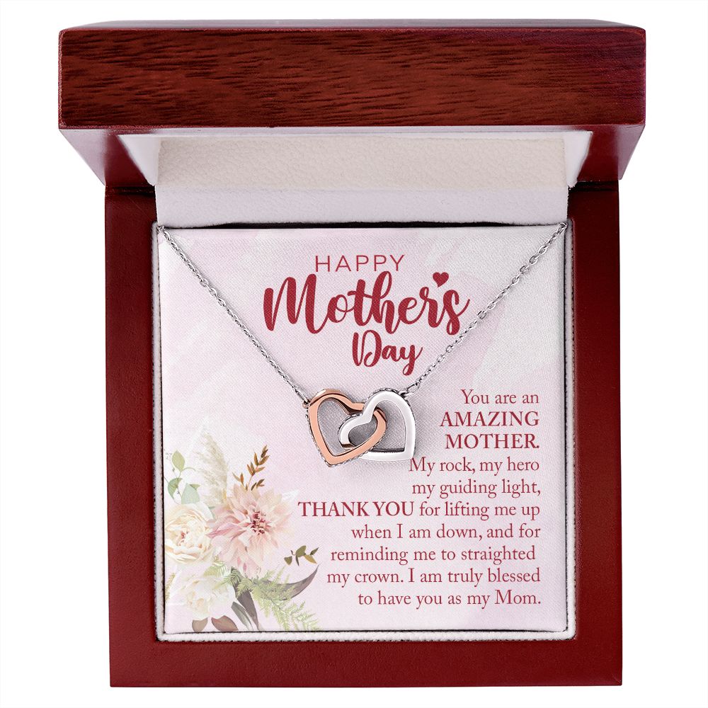 Happy Mother's Day Interlocking Hearts Necklace | Gift for your Mom | Available in Stainless Steel and Rose Gold Finish or 18k Gold Finish