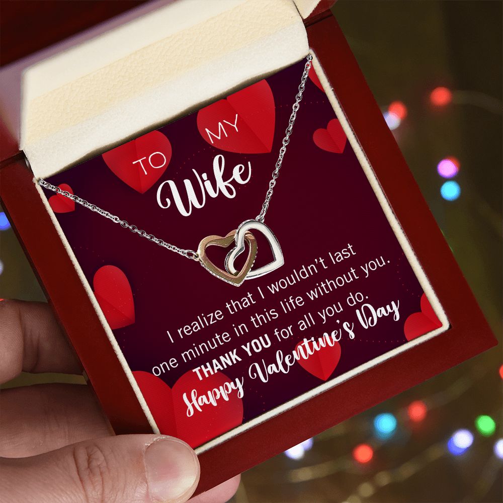 Interlocking Hearts Valentine's Day Thank You Necklace for my wife with two interlocking hearts