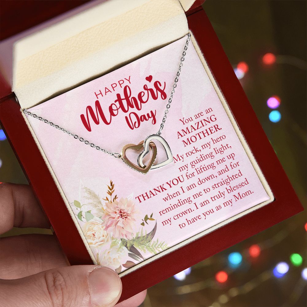 Happy Mother's Day Interlocking Hearts Necklace | Gift for your Mom | Available in Stainless Steel and Rose Gold Finish or 18k Gold Finish