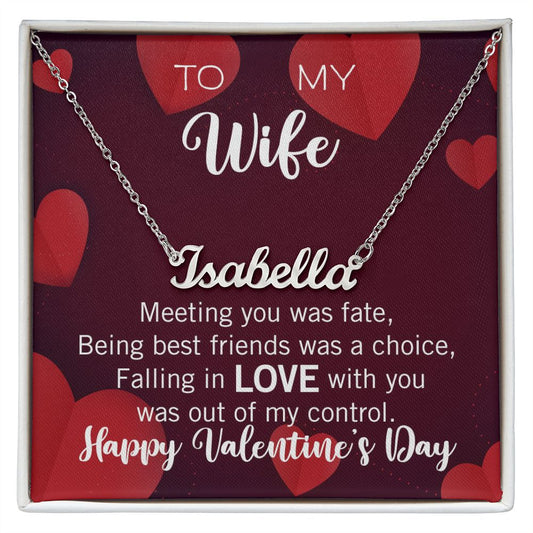 Custom Name Necklace for your Wife on Valentine's Day - Available in Stainless Steel or Yellow Gold finished