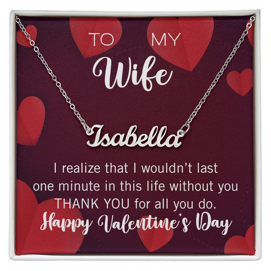 Custom Name Necklace for your Wife Thank You Valentine's Day - Available in Stainless Steel or Yellow Gold finished