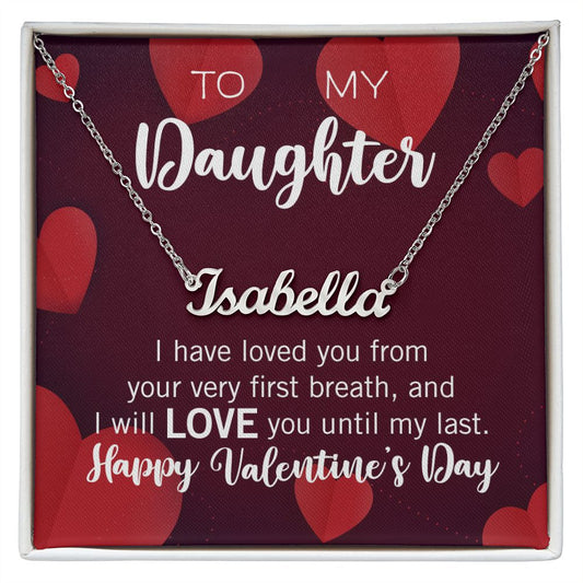 Custom Name Necklace for your Daughter (FROM ONE PARENT) on Valentine's Day - Available in Stainless Steel or Yellow Gold finished
