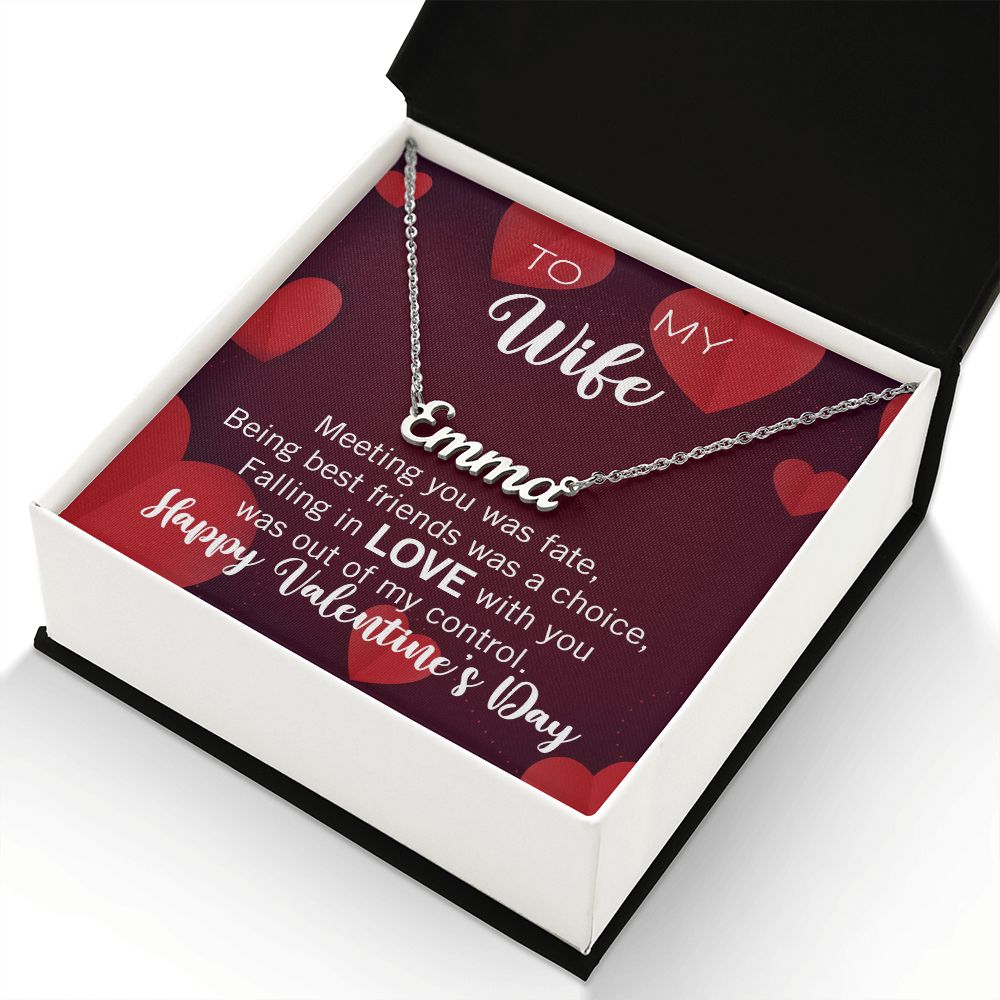 Custom Name Necklace for your Wife on Valentine's Day - Available in Stainless Steel or Yellow Gold finished
