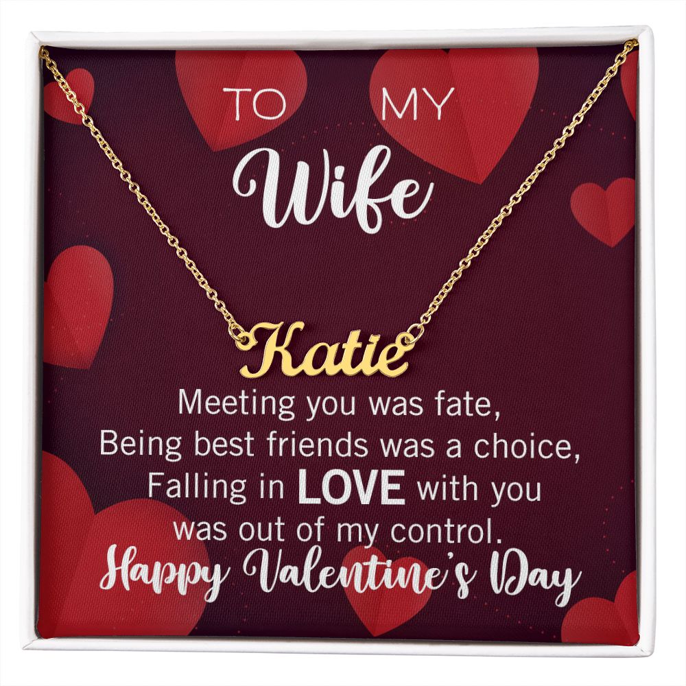 Custom Name Necklace for your Wife on Valentine's Day - Available in Stainless Steel or Yellow Gold finished