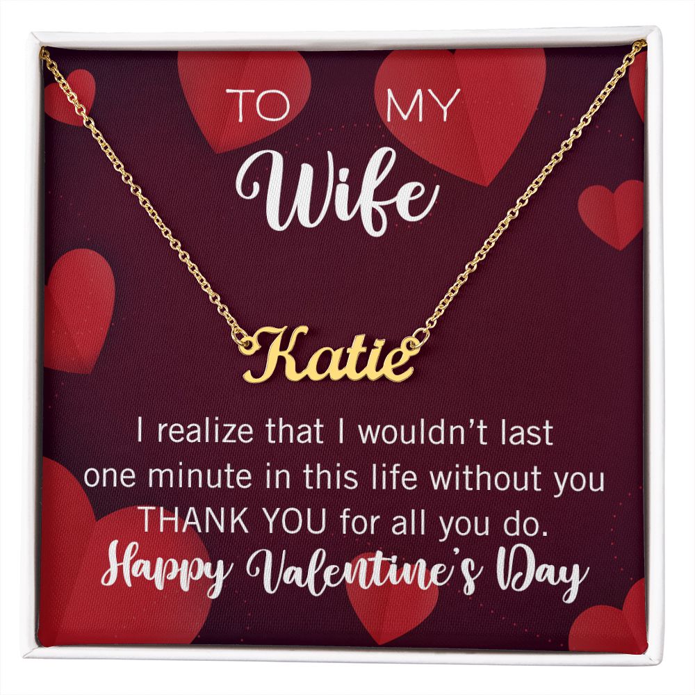 Custom Name Necklace for your Wife Thank You Valentine's Day - Available in Stainless Steel or Yellow Gold finished