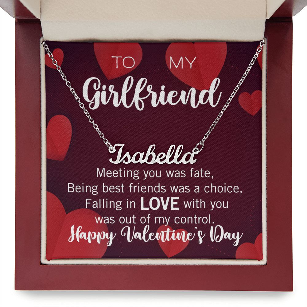 Custom Name Necklace for your Girlfriend on Valentine's Day - Available in Stainless Steel or Yellow Gold finished