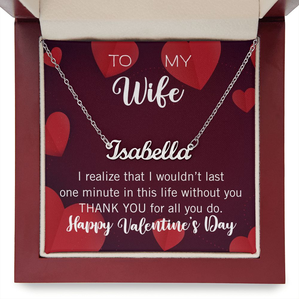 Custom Name Necklace for your Wife Thank You Valentine's Day - Available in Stainless Steel or Yellow Gold finished