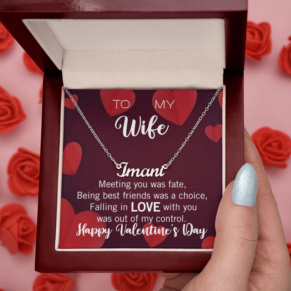 Custom Name Necklace for your Wife on Valentine's Day - Available in Stainless Steel or Yellow Gold finished