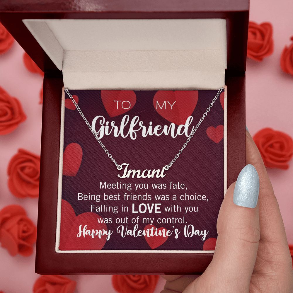 Custom Name Necklace for your Girlfriend on Valentine's Day - Available in Stainless Steel or Yellow Gold finished