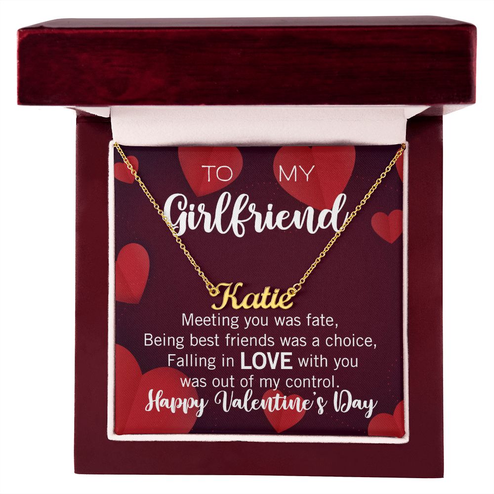 Custom Name Necklace for your Girlfriend on Valentine's Day - Available in Stainless Steel or Yellow Gold finished